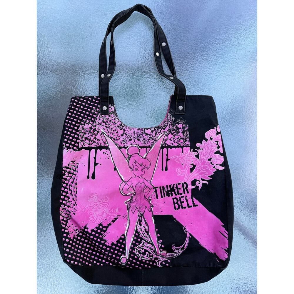 Disney Tinker Bell Pink Black Y2K Shoulder Tote